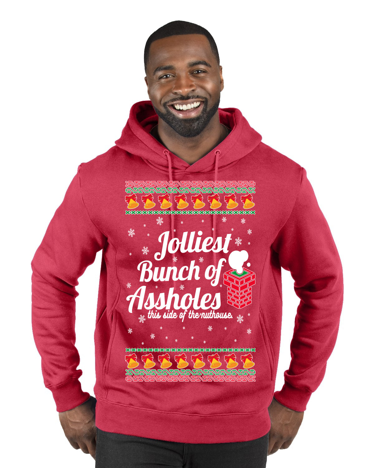 Jolliest Bunch of Assholes Xmas Movie Ugly Christmas Sweater Premium Graphic Hoodie Sweatshirt