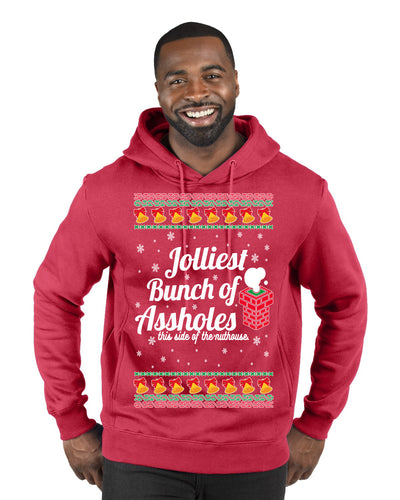 Jolliest Bunch of Assholes Xmas Movie Ugly Christmas Sweater Premium Graphic Hoodie Sweatshirt