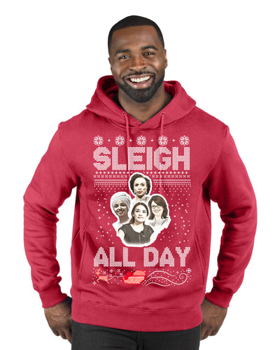 AOC The Squad Congresswomen Sleigh All Day Xmas Ugly Christmas Sweater Premium Graphic Hoodie Sweatshirt