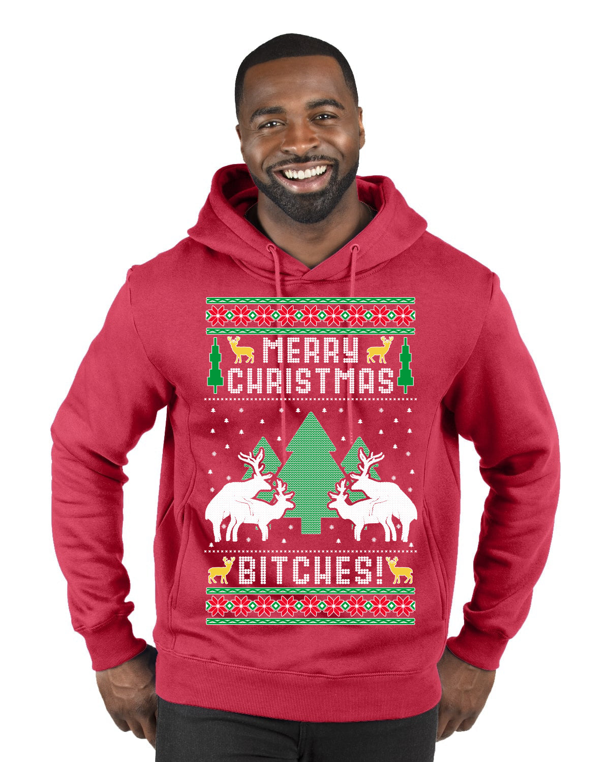 Merry Christmas Bitches Ugly Christmas Sweater Premium Graphic Hoodie Sweatshirt