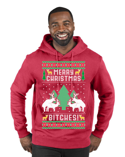 Merry Christmas Bitches Ugly Christmas Sweater Premium Graphic Hoodie Sweatshirt