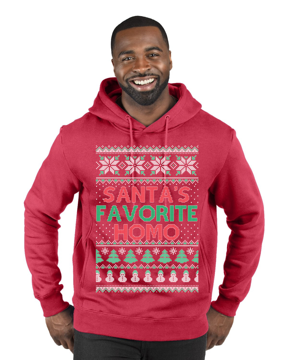 Santa's Favorite Homo Ugly Christmas Sweater Premium Graphic Hoodie Sweatshirt