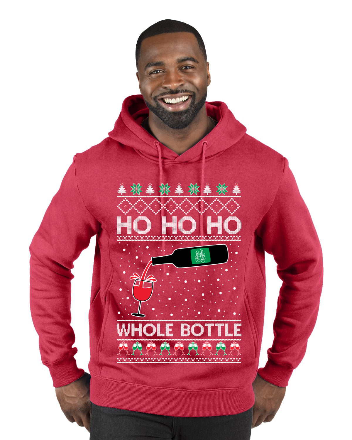 Ho Ho Ho Whole Bottle Wine Spirits Ugly Christmas Sweater Premium Graphic Hoodie Sweatshirt