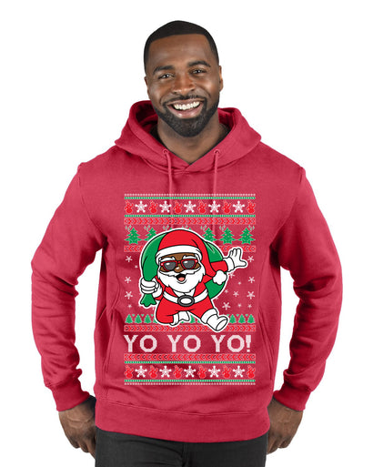 Yo Yo Yo Black Santa Ugly Christmas Sweater Premium Graphic Hoodie Sweatshirt