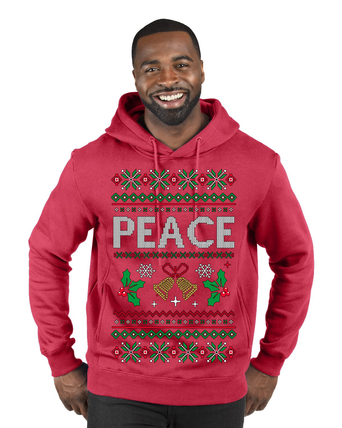 Peace Ugly Christmas Sweater Premium Graphic Hoodie Sweatshirt