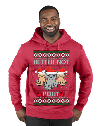 Better Not Pout, Cute Sad Santa Cats | Funny Ugly Christmas Sweater Premium Graphic Hoodie Sweatshirt