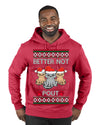 Better Not Pout, Cute Sad Santa Cats | Funny Ugly Christmas Sweater Premium Graphic Hoodie Sweatshirt