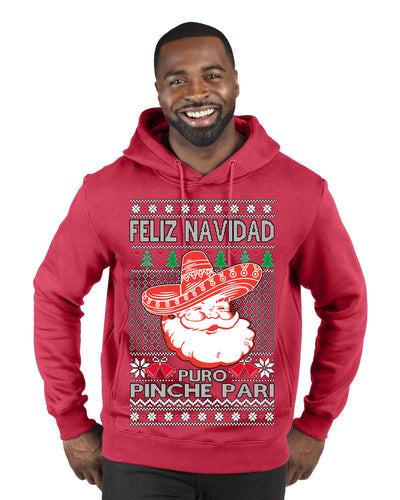 Feliz Navidad Puro Pinche Pari Funny Spanish Song Ugly Christmas Sweater Premium Graphic Hoodie Sweatshirt