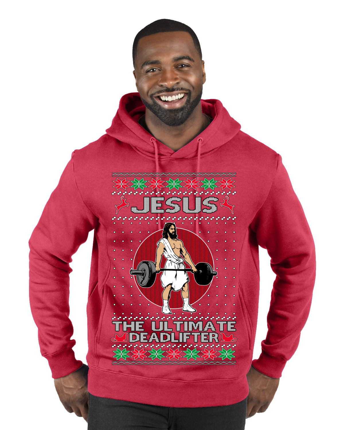 Jesus the Ultimate Deadlifter Funny Ugly Christmas Sweater Premium Graphic Hoodie Sweatshirt