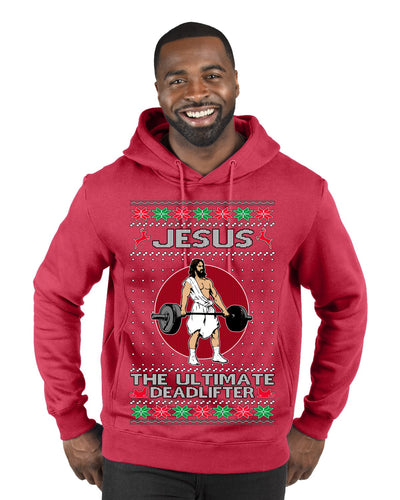 Jesus the Ultimate Deadlifter Funny Ugly Christmas Sweater Premium Graphic Hoodie Sweatshirt