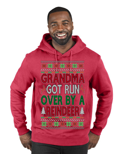 Grandma Got Ran Over by a Reindeer | Classic Xmas Song Holiday Movie Quote Ugly Christmas Sweater Premium Graphic Hoodie Sweatshirt