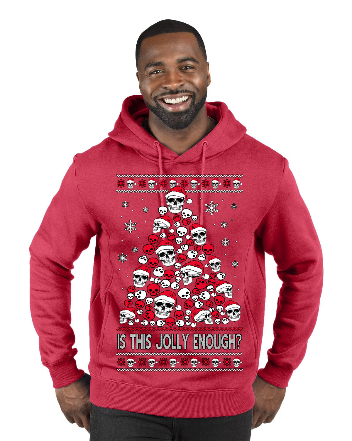 Is This Jolly Enough? Skeleton Skull Christmas Tree Ugly Christmas Sweater Premium Graphic Hoodie Sweatshirt