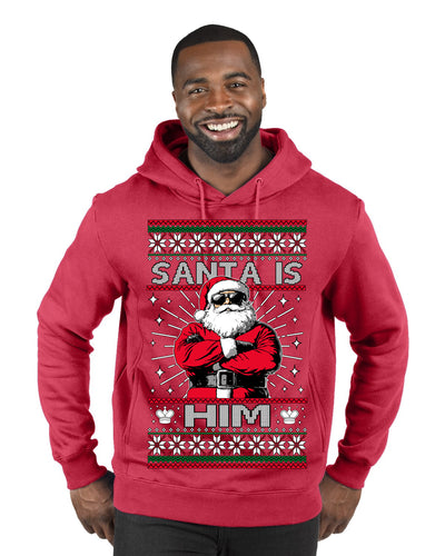 Santa Is Him Funny Gen Z Viral Meme Shades Slang Ugly Christmas Sweater Premium Graphic Hoodie Sweatshirt