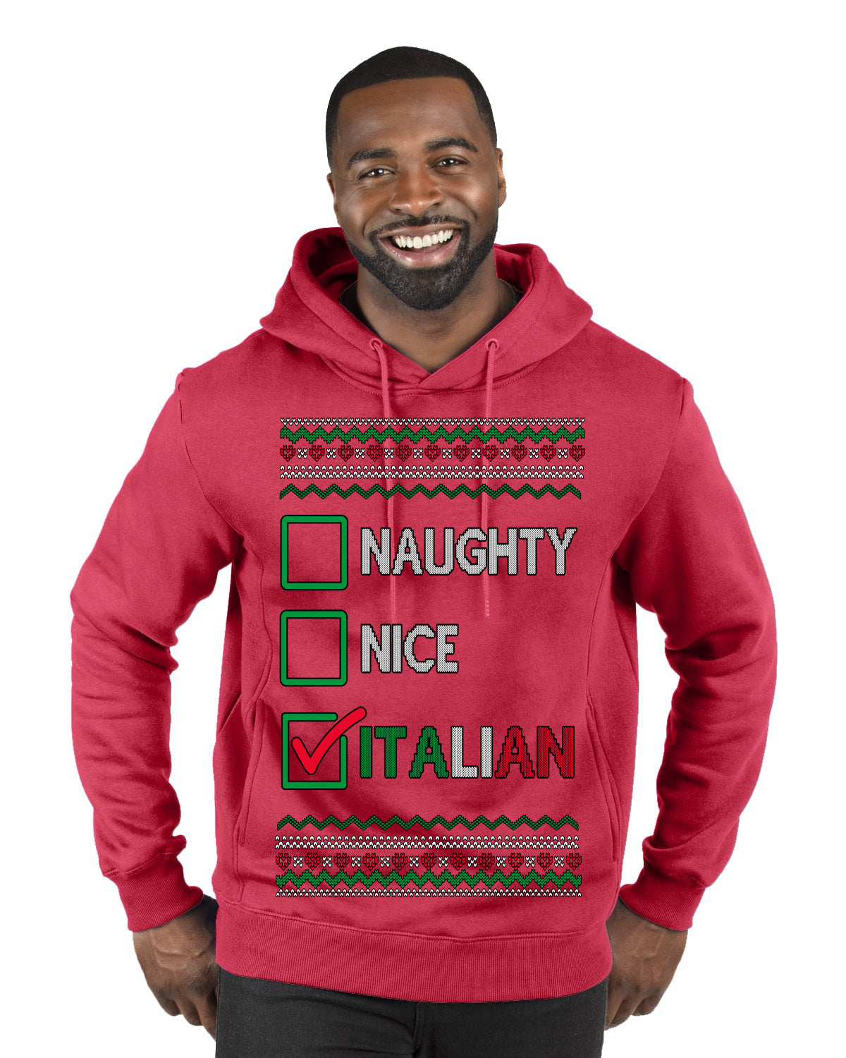 Naughty Nice Italian Funny Italians Italy Colors Ugly Christmas Sweater Premium Graphic Hoodie Sweatshirt
