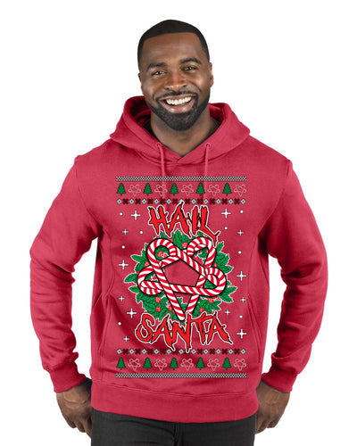 Hail Santa Funny Satanic Candy Devil Heavy Metal Satan Ugly Christmas Sweater Premium Graphic Hoodie Sweatshirt