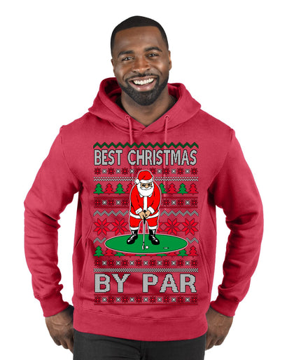Best Christmas By Par Funny Santa Golfing Pun Sports Golf Ugly Christmas Sweater Premium Graphic Hoodie Sweatshirt
