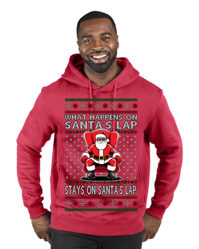 What Happens on Santa's Lap Stays on Santa's Lap, Funny Dirty X Rated Naughty Ugly Christmas Sweater Premium Graphic Hoodie Sweatshirt