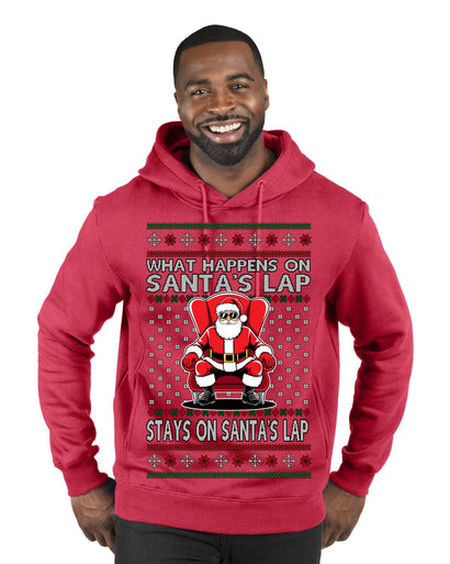What Happens on Santa's Lap Stays on Santa's Lap, Funny Dirty X Rated Naughty Ugly Christmas Sweater Premium Graphic Hoodie Sweatshirt