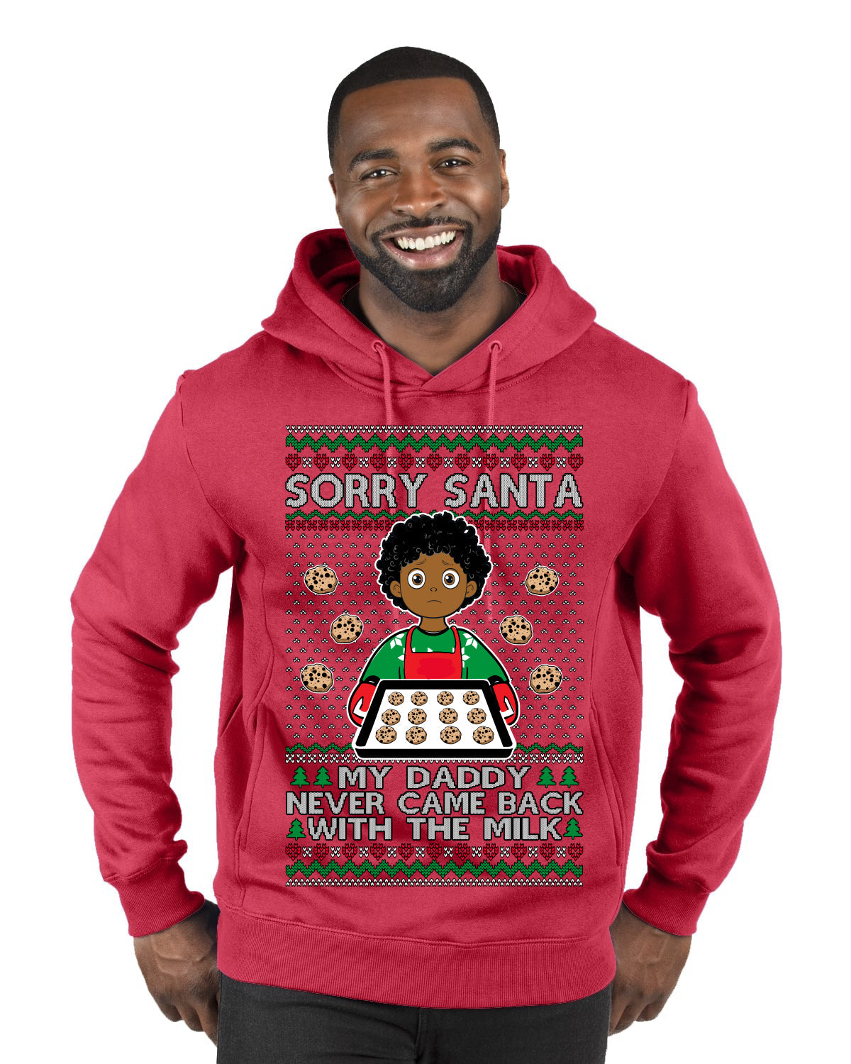 Sorry Santa Dad Never Came Back With Milk, Other Kid, Funny Viral Daddy Left Sad Kid Meme Ugly Christmas Sweater Premium Graphic Hoodie Sweatshirt
