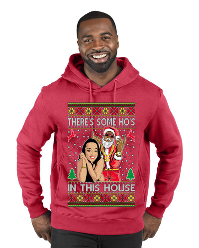 Santa the Plug Hos In This House  Ugly Christmas Sweater Premium Graphic Hoodie Sweatshirt