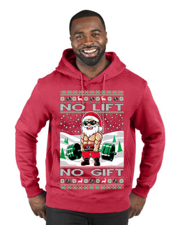 No Lift No Gift Fitness Workout Santa Ugly Christmas Sweater Premium Graphic Hoodie Sweatshirt