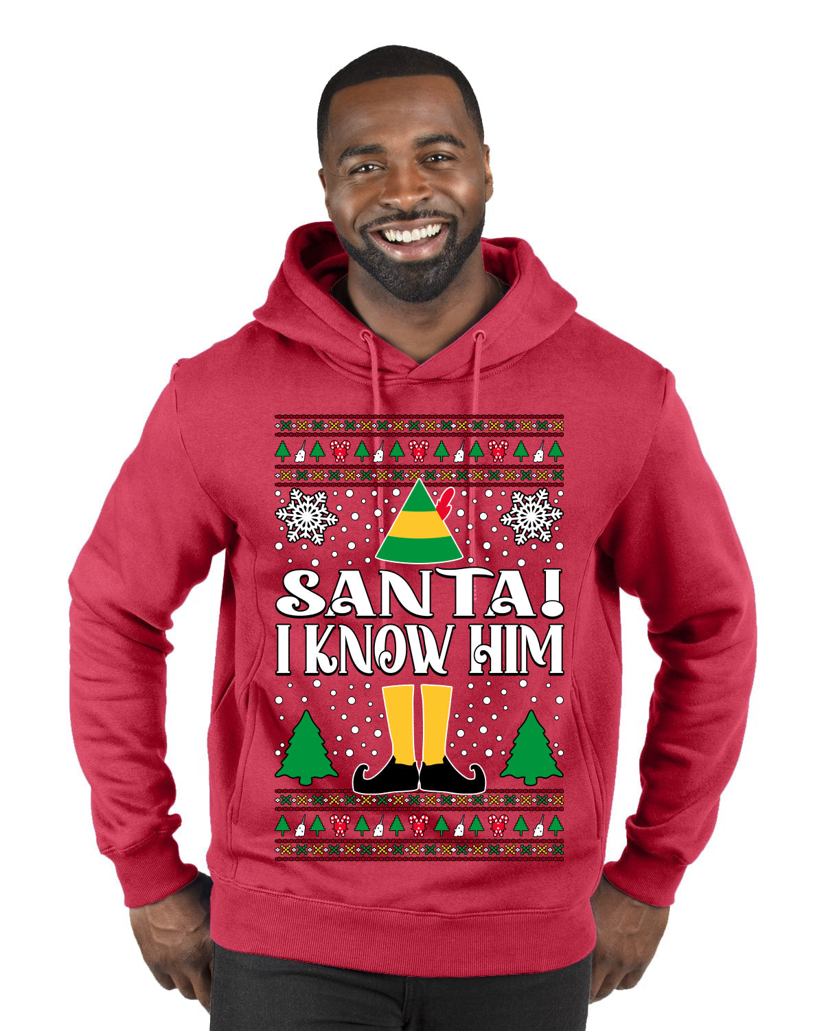 Santa! I Know Him Christmas Movie Quote  Ugly Christmas Sweater Premium Graphic Hoodie Sweatshirt