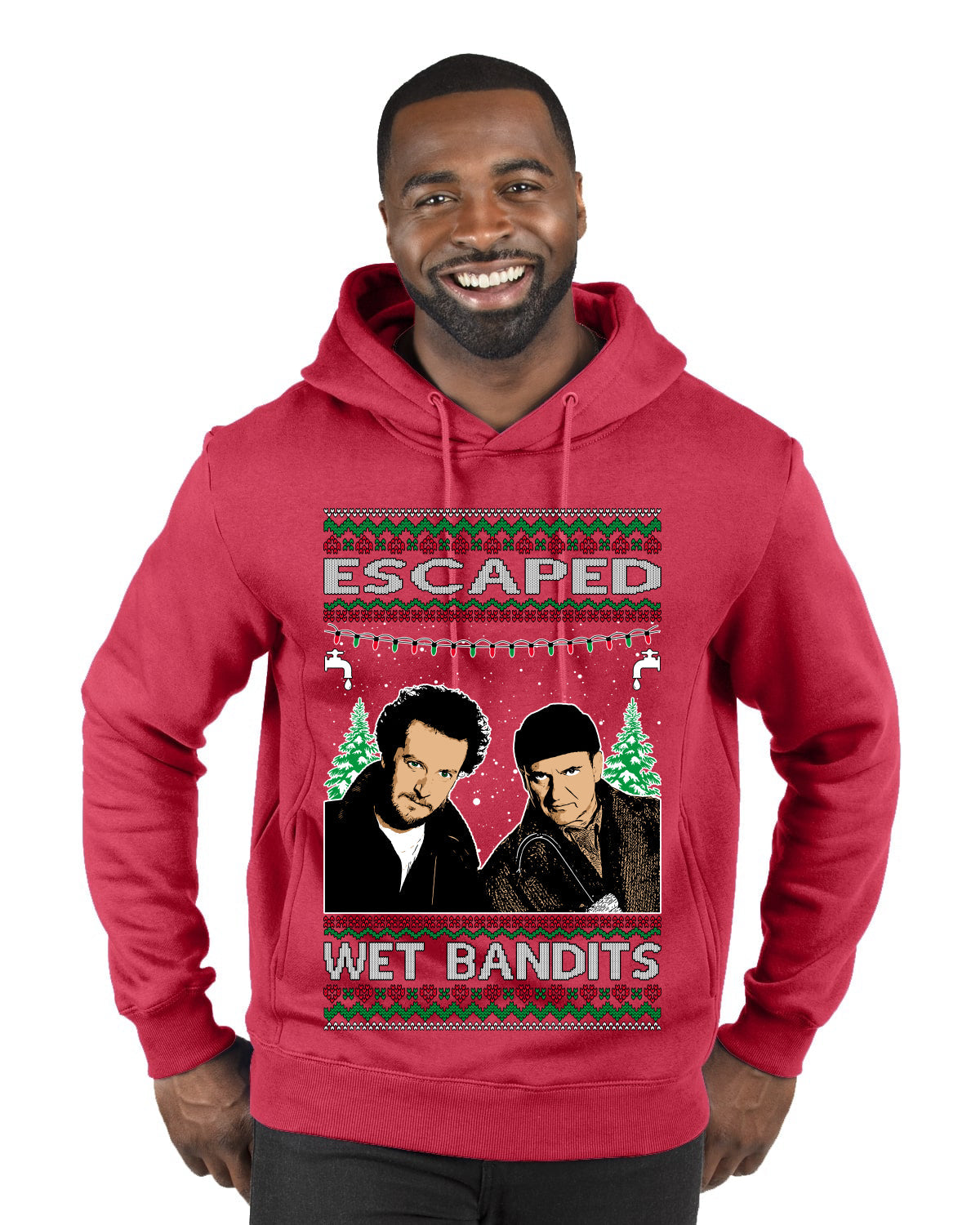 Escaped Bandits Classic Home Holiday Movie Ugly Christmas Sweater Premium Graphic Hoodie Sweatshirt