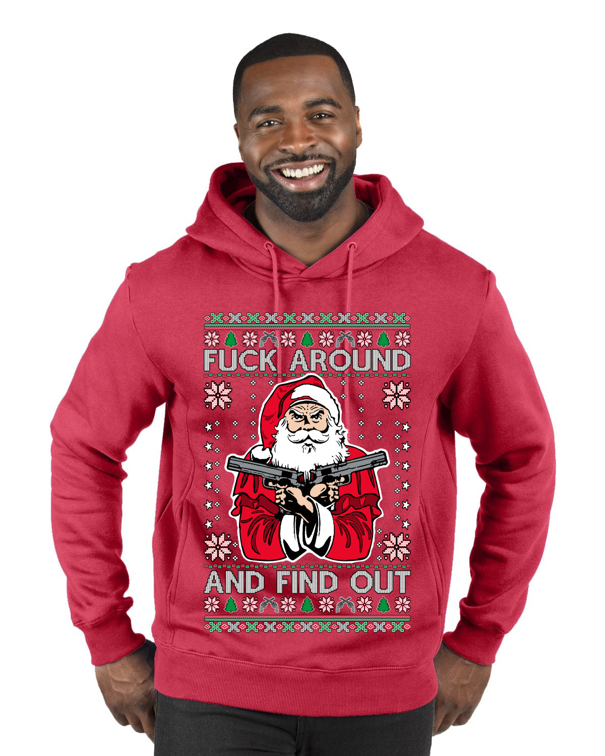 F Around And Find Out Santa Ugly Christmas Sweater Premium Graphic Hoodie Sweatshirt