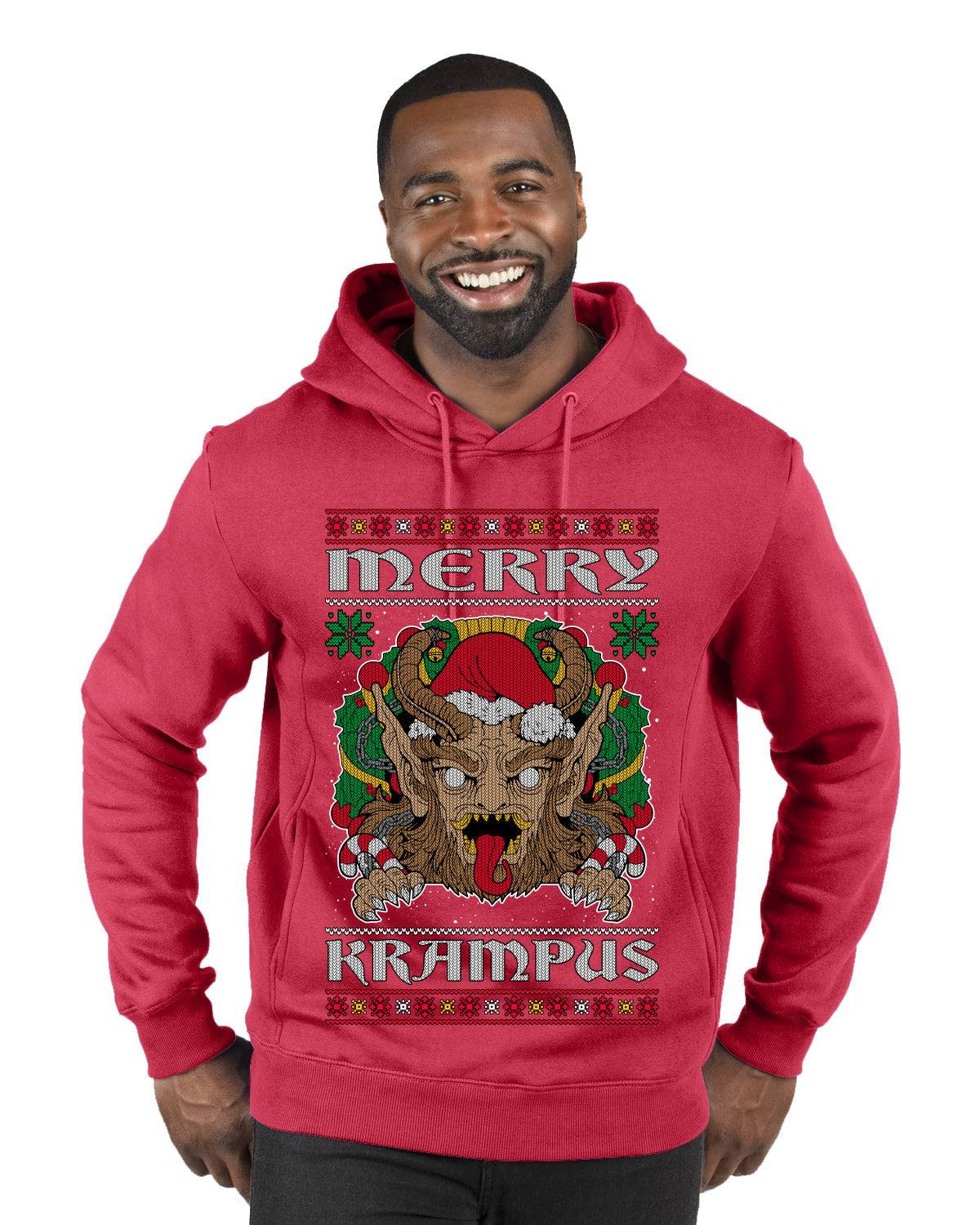 Merry Krampus Santa Folklore Figure Horror Ugly Christmas Sweater Premium Graphic Hoodie Sweatshirt