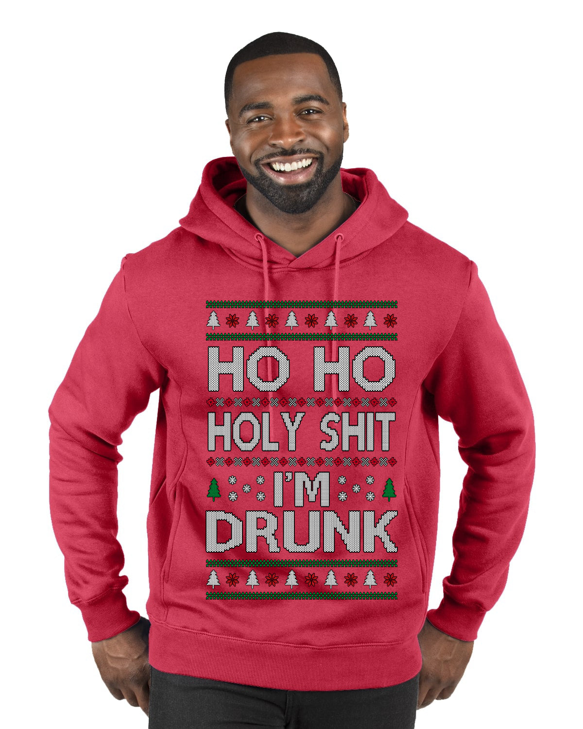 Ho Ho I'm Drunk, Funny Humor Christmas Unisex Sweater, Ugly Christmas Sweater Premium Graphic Hoodie Sweatshirt