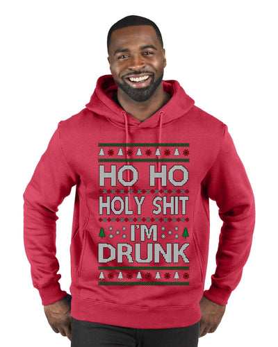 Ho Ho I'm Drunk, Funny Humor Christmas Unisex Sweater, Ugly Christmas Sweater Premium Graphic Hoodie Sweatshirt