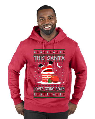 This Santa Loves going down, Funny dirty Humor, Ugly Christmas Sweater Premium Graphic Hoodie Sweatshirt