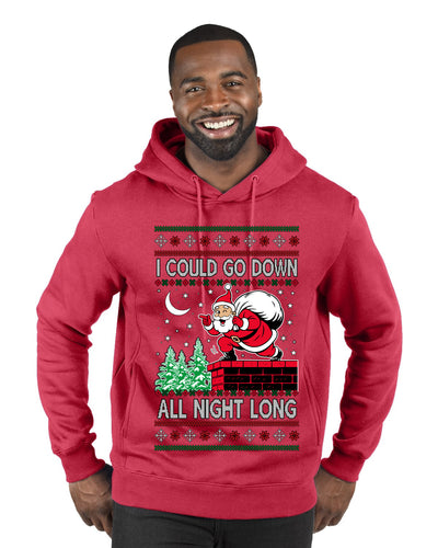 I Could Go Down All Night Long, Ugly Christmas Sweater Premium Graphic Hoodie Sweatshirt