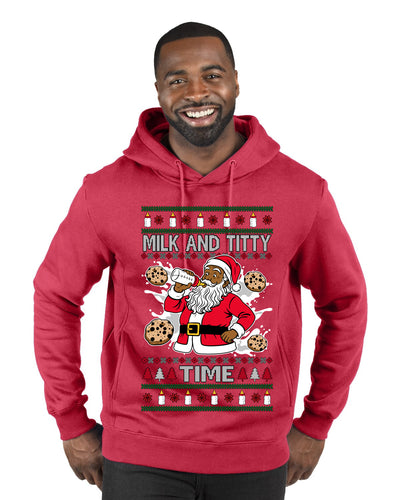 Milk And Titty Time Christmas Sweater, Ugly Christmas Sweater Premium Graphic Hoodie Sweatshirt