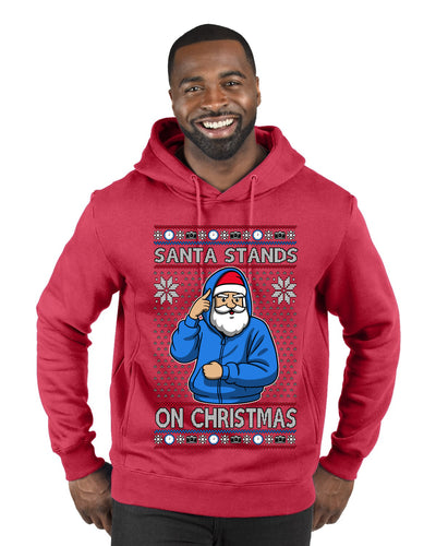 Santa Stands On Christmas, Ugly Christmas Sweater Premium Graphic Hoodie Sweatshirt