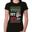 Where my Hos At Santa Funny Ugly Christmas Sweater Womens Slim Fit Junior Tee