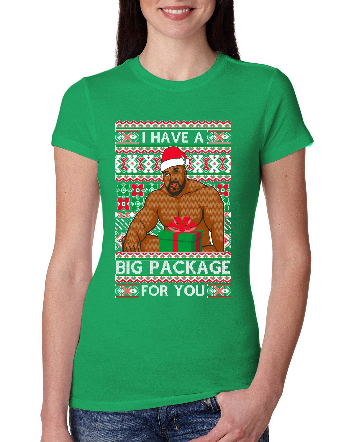 I have a Big package Meme Barry Wood  Ugly Christmas Sweater Womens Slim Fit Junior Tee