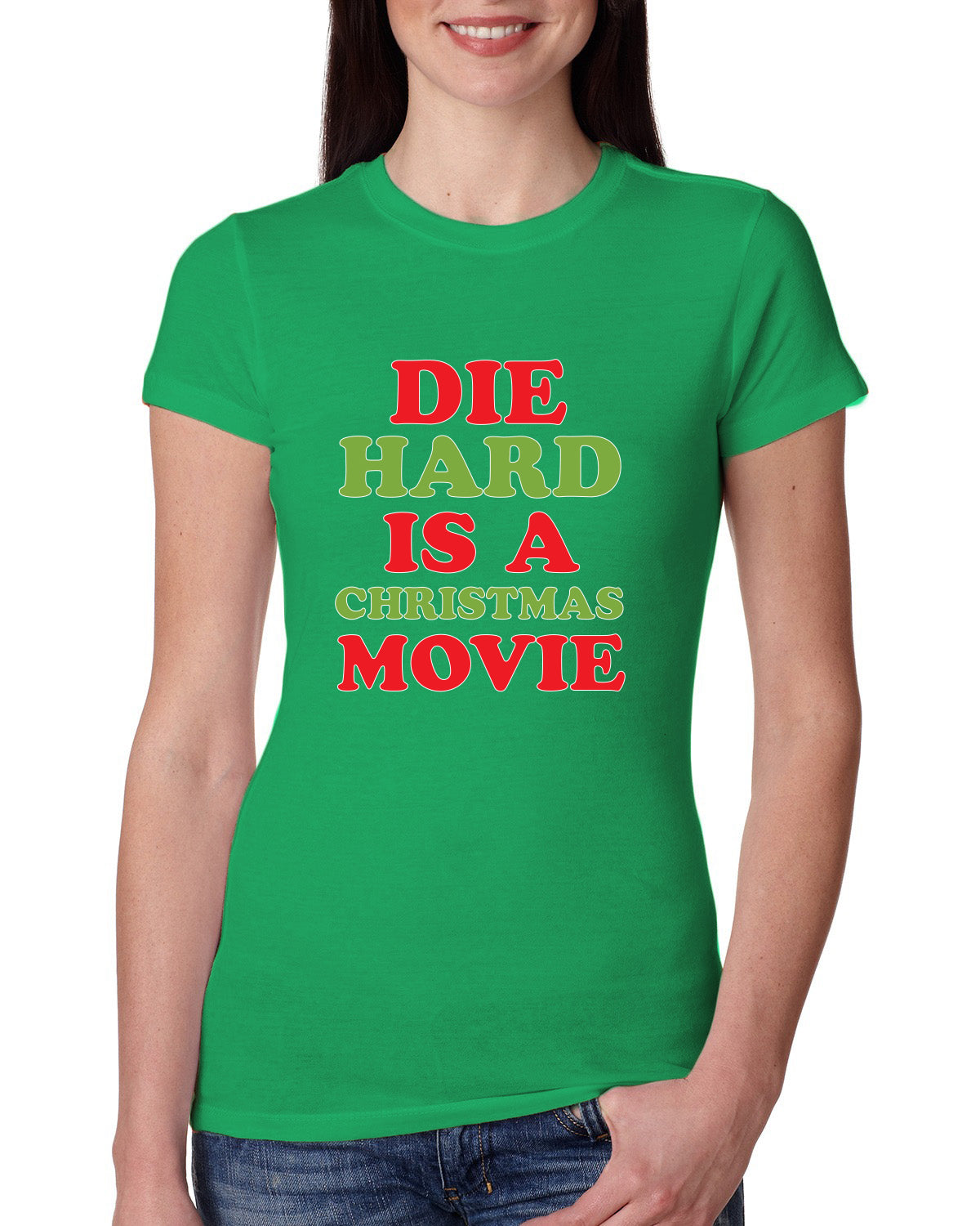 Die Hard is a Christmas Movie Christmas Womens Slim Fit Junior Tee
