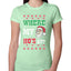 Where my Hos At Santa Funny Ugly Christmas Sweater Womens Slim Fit Junior Tee