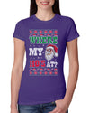 Where my Hos At Santa Funny Ugly Christmas Sweater Womens Slim Fit Junior Tee