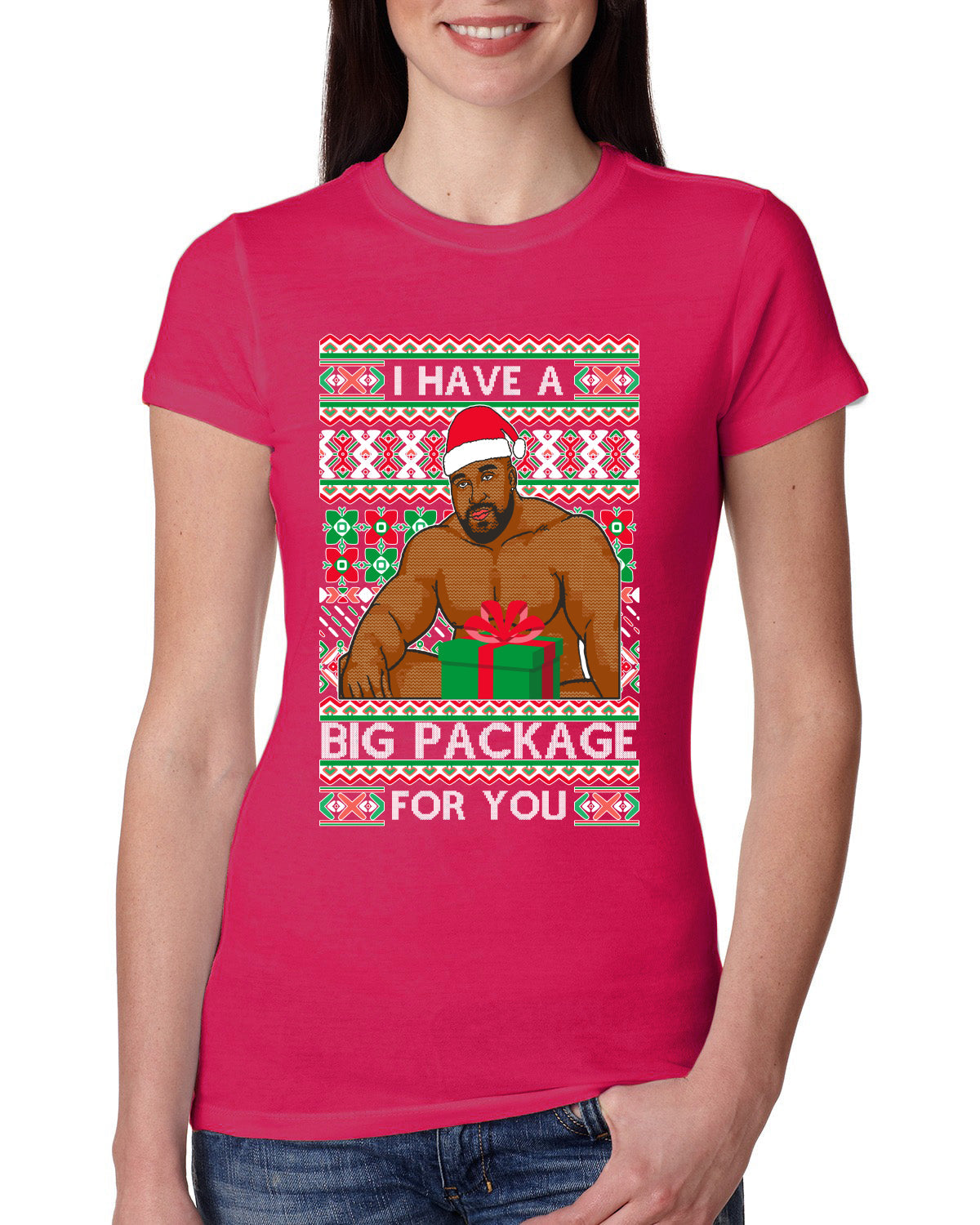 I have a Big package Meme Barry Wood  Ugly Christmas Sweater Womens Slim Fit Junior Tee