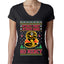 Strike First Strike Hard No Mercy Xmas Ugly Christmas Sweater Womens Junior Fit V-Neck Tee