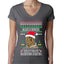 Lisp Believe In Thomthin Thacrifithing Everythin Ugly Christmas Sweater Womens Junior Fit V-Neck Tee