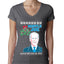 Mistle Joe Shut Up And Kiss Me Man Biden Ugly Christmas Sweater Womens Junior Fit V-Neck Tee
