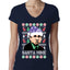 Santa Mike Michael Scott The Office Ugly Christmas Sweater Womens Junior Fit V-Neck Tee