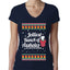Jolliest Bunch of Assholes Xmas Movie Ugly Christmas Sweater Womens Junior Fit V-Neck Tee