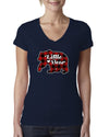 Baby Bear Cool Plaid Matching Design Christmas Womens Junior Fit V-Neck Tee