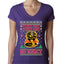 Strike First Strike Hard No Mercy Xmas Ugly Christmas Sweater Womens Junior Fit V-Neck Tee