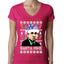 Santa Mike Michael Scott The Office Ugly Christmas Sweater Womens Junior Fit V-Neck Tee