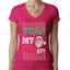 Where my Hos At Santa Funny Ugly Christmas Sweater Womens Junior Fit V-Neck Tee